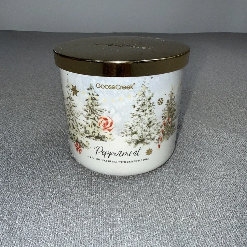 Goose Creek Peppermint 3 Wick Jar Candle 14.5 oz Christmas Tree